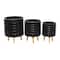 CosmoLiving by Cosmopolitan Set of 3 Black MgO Planter 18", 16", 15"